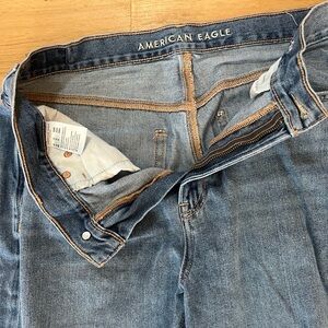 American Eagle Outfitters Blue and Tan Denim Shorts